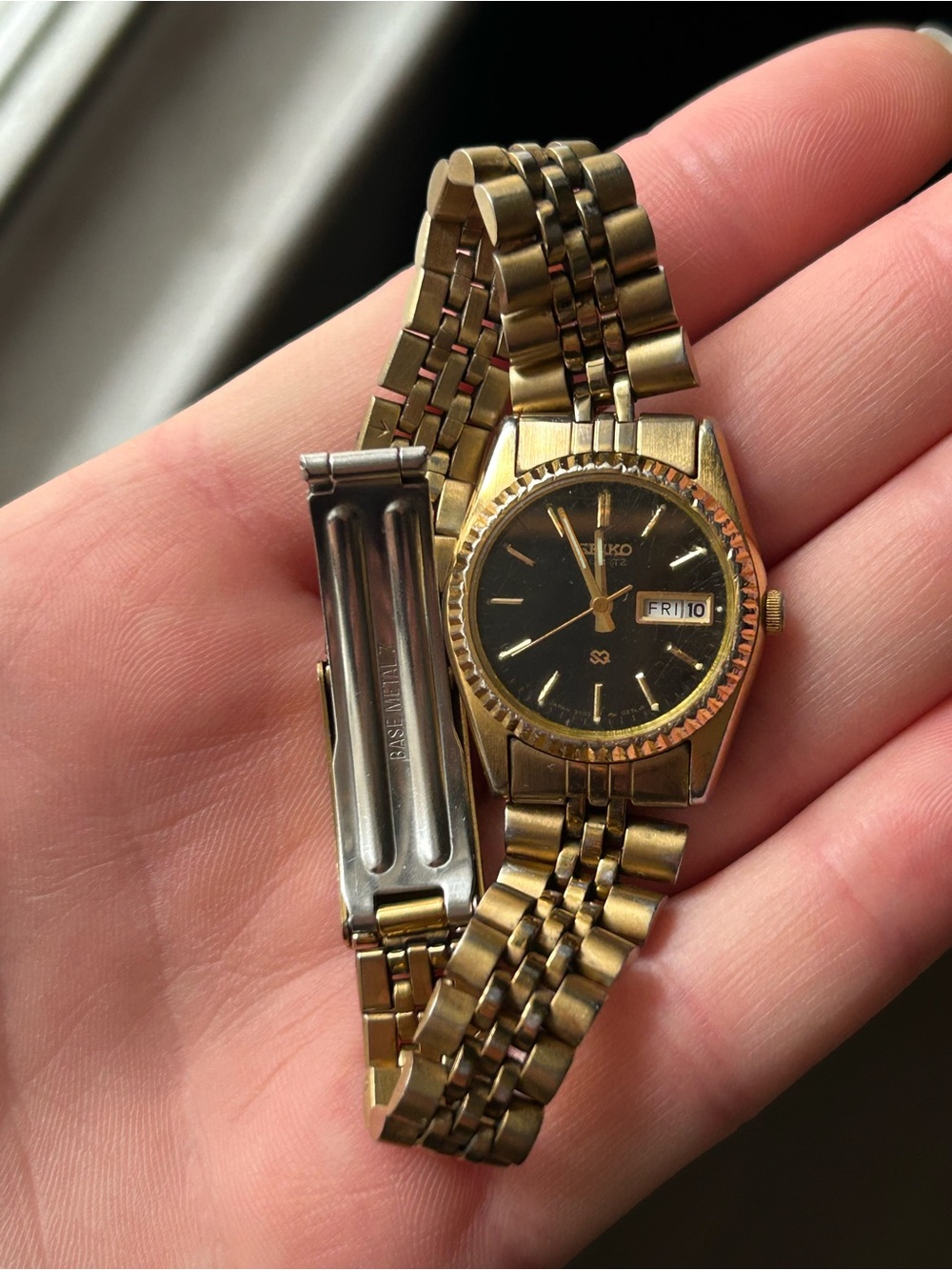 Seiko Gold-Tone Bracelet Watch with Black Dial